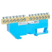 Шина"N" на изоляторе Stekker 6*9 на DIN-рейку 14 выводов, синий, LD555-69-14 49535