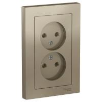 Розетка двойная 2К Systeme Electric AtlasDesign 16A 250V шампань ATN000520