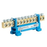 Шина "N" на изоляторе Stekker 6*9 тип "стойка" на DIN-рейку 12 выводов, синий, LD556-69-12 49560