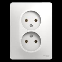 Розетка двойная 2К Systeme Electric Glossa 16A 250V белая GSL000120