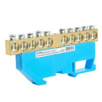 Шина"N" на изоляторе Stekker 8*12 на DIN-рейку 10 выводов, синий, LD555-812-10 49540