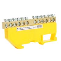 Шина"PE" на изоляторе Stekker 6*9 на DIN-рейку 12 выводов, желтый, LD555-69-12 49548