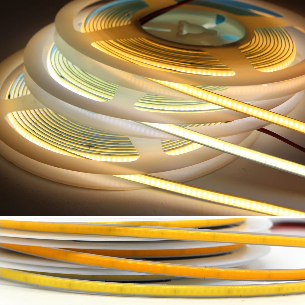 Светодиодная лента COB 5mm, 24V 12W/m, 3000K, 384Led/m (5m)