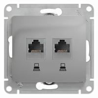 Розетка компьютерная двойная RJ45 Systeme Electric Glossa 5e кат UTP алюминий GSL000385KK