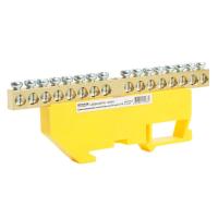 Шина"PE" на изоляторе Stekker 6*9 на DIN-рейку 16 выводов, желтый, LD555-69-16 49550