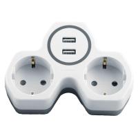 Разветвитель сетевой с 2хUSB Stekker 2гн с/з ADP16-14-20 32872