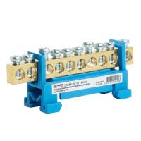 Шина "N" на изоляторе Stekker 6*9 тип "стойка" на DIN-рейку 10 выводов, синий, LD556-69-10 49559