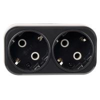 Разветвитель сетевой 2-местный с/з Stekker ADP16-22-20 250V, 16A, ABS огнеустойчивый пластик, черный 50680