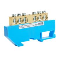 Шина"N" на изоляторе Stekker 8*12 на DIN-рейку 6 выводов, синий, LD555-812-6 49538