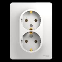 Розетка двойная 2К+З Systeme Electric Glossa 16A 250V белая GSL000124