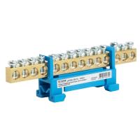 Шина "N" на изоляторе Stekker 6*9 тип "стойка" на DIN-рейку 14 выводов, синий, LD556-69-14 49561