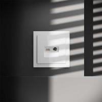 Розетка телевизионная встраиваемая S70 TV+RJ45 кат. 6, (белый глянцевый) Voltum VLS060701