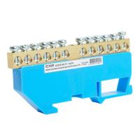 Шина"N" на изоляторе Stekker 6*9 на DIN-рейку 12 выводов, синий, LD555-69-12 49534