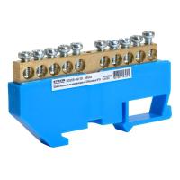 Шина"N" на изоляторе Stekker 6*9 на DIN-рейку 10 выводов, синий, LD555-69-10 49533