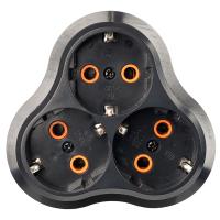 Разветвитель сетевой 3-местный с/з Stekker ADP16-23-21, 250V, 16A, ABS пластик, черный 50682