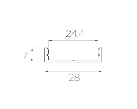 Накладной алюминиевый профиль 07*28*2000