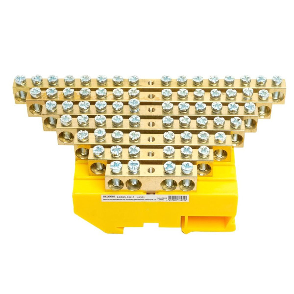 Шина"PE" на изоляторе Stekker 8*12 на DIN-рейку 4 вывода, желтый, LD555-812-4 49551