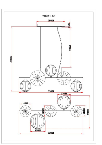 Подвесная люстра Moderli Renny V10801-5P