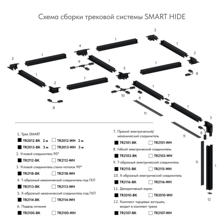 Экран для шинопровода Denkirs Smart Base TR2010-BK