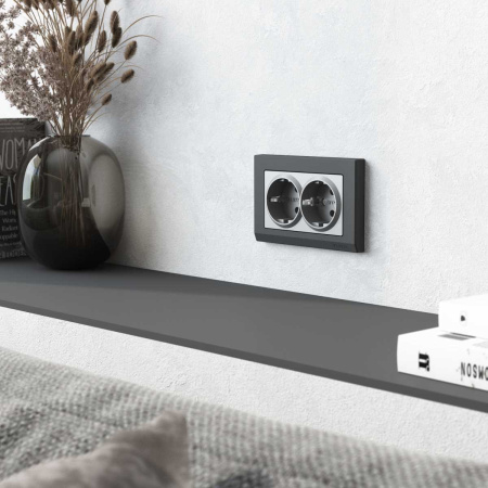 Розетка двойная с заземлением Werkel серебряный матовый W1172065 4690389195617