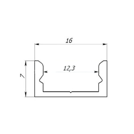 Накладной алюминиевый профиль 07*16*2000