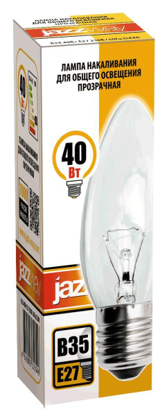 Лампа накаливания Jazzway E27 40W 2700K прозрачная 3320546