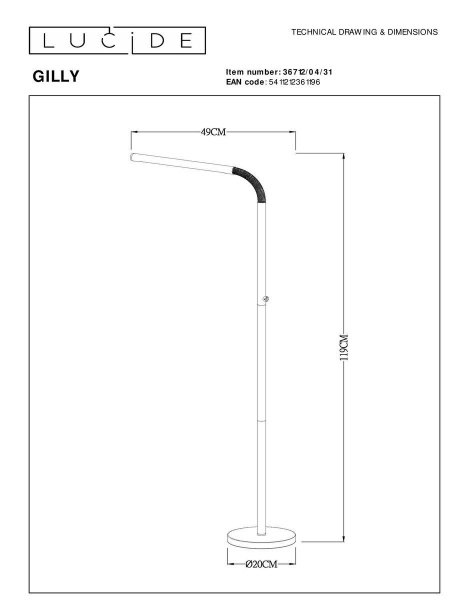 Торшер Lucide Gilly 36712/04/31