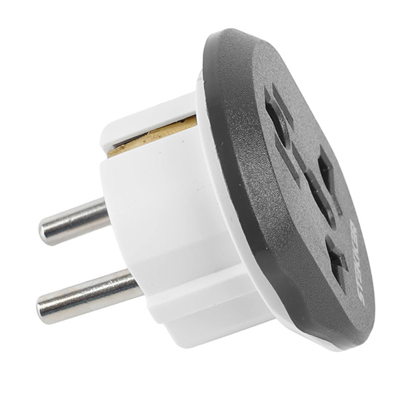 Адаптер-переходник для евровилки с/з, ультраплоский, Stekker ADP16-06-20, 250В, 16A, IP20, серый/белый 49140