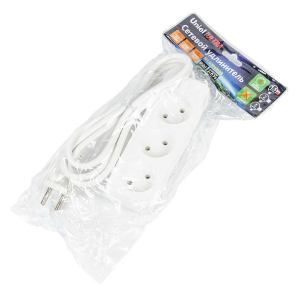 Удлинитель Uniel Ultra 3гн х 1,5м б/з S-CU3-1,5 White UL-00009979