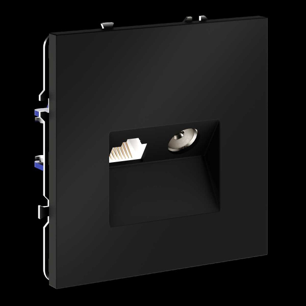 Розетка телевизионная встраиваемая S70 TV+RJ45 кат. 6, (черный матовый) Voltum VLS060708