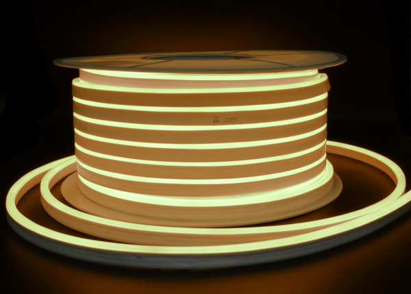Гибкий неон SMD2835, 120led/m, 220V, 8х16мм теплый белый 3000K