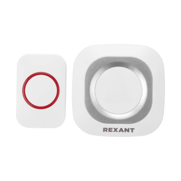 Беспроводной дверной звонок в розетку c цифровым кодированием мигающий 36 мелодий 150м IP44 (белый/серый) REXANT 73-0090