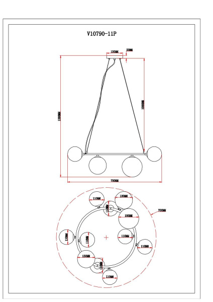 Подвесная люстра Moderli Renny V10790-11P
