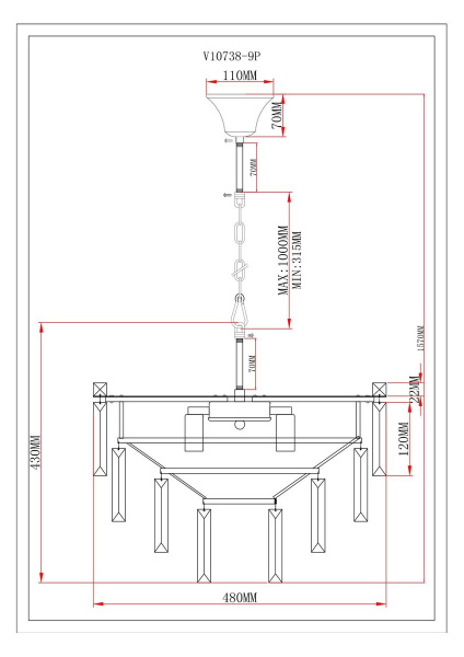 Подвесная люстра Moderli Crystal V10738-9P