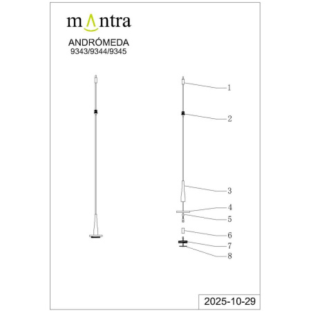 Подвесной светильник без плафона и основания Mantra Andromeda 9344