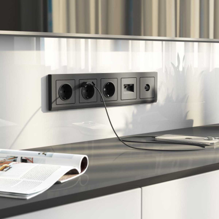 ТВ-розетка оконечная Werkel графит W1183064 4690389194481