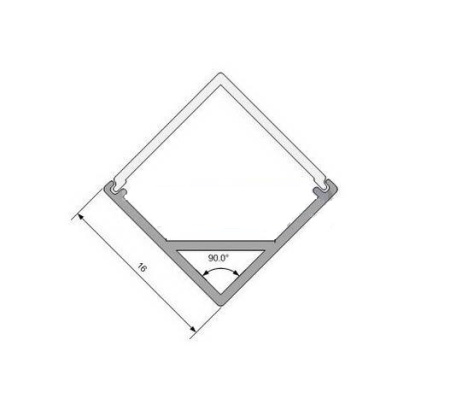 Угловой алюминиевый профиль 16*16*2000(квадратный экран)