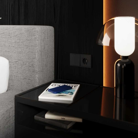 Перекрестный переключатель встраиваемый Voltum S70 двуклавишный 10А графит VLS020507