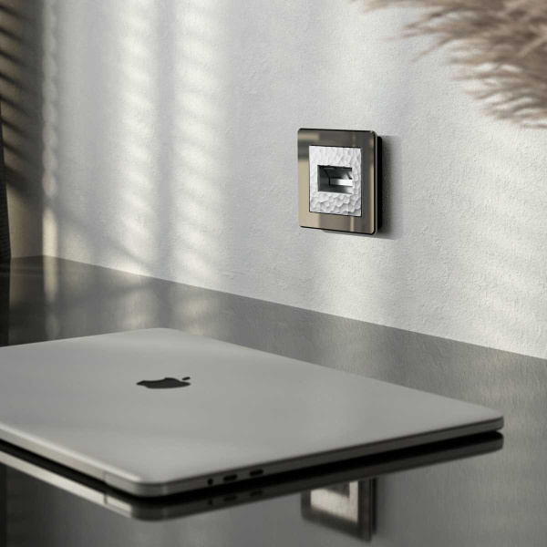 Лицевая панель Werkel Hammer для двойной розетки Еthernet RJ-45 серебряный W1291106 4690389163159