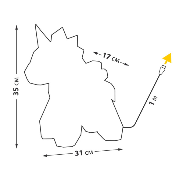 Светильник декоративный Единорог с USB проводом 60 светодиодов RGB свет Uniel ULD-R503 USB/RGB UNICORN UL-00011053