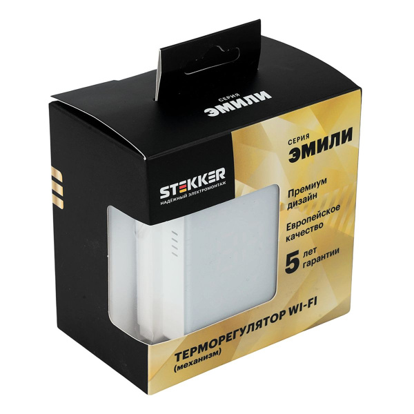 Терморегулятор Wi-Fi (механизм), Stekker, 250В, 3500Вт Эмили, RSW00-5119-01, белый фарфор, soft touch 50376