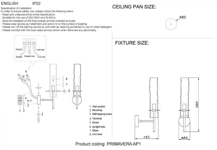 Бра Crystal Lux Primavera AP1 Gold — изображение 2