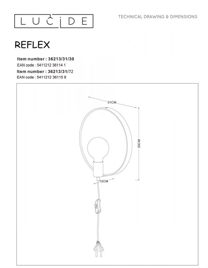 Бра Lucide Reflex 36213/31/72 — изображение 2
