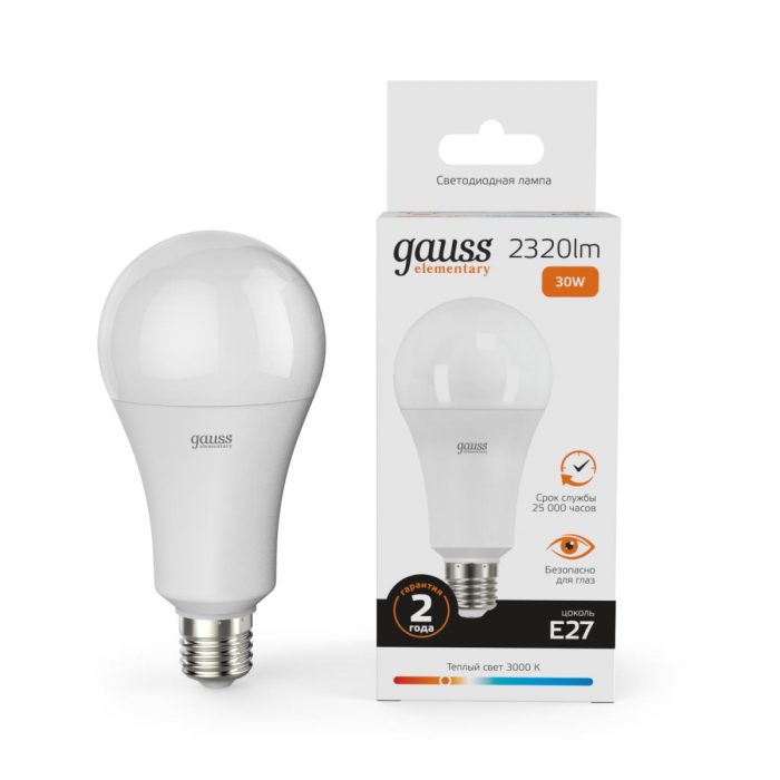 Лампа светодиодная Gauss E27 30W 3000K матовая 73219 — изображение 3