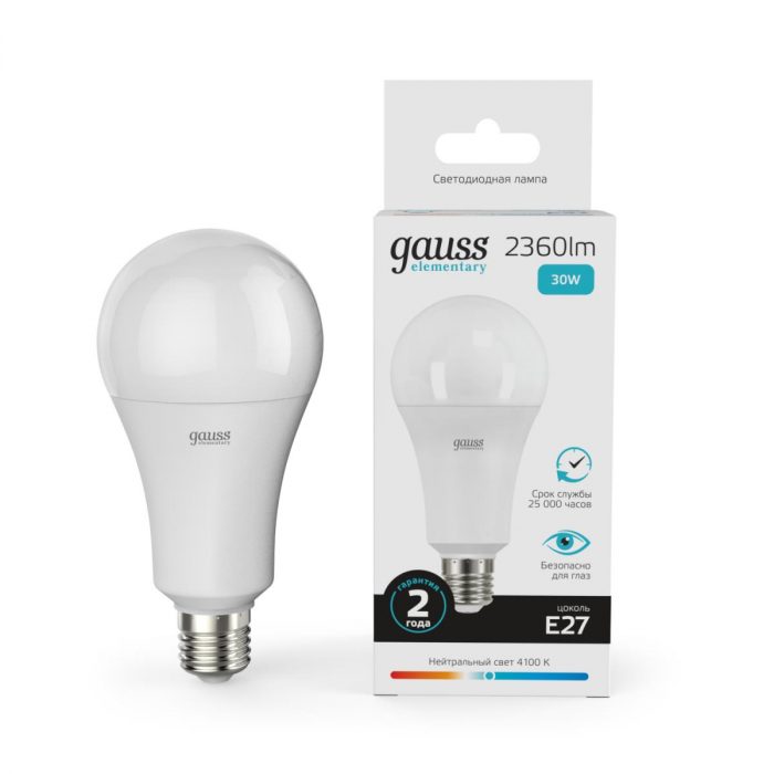 Лампа светодиодная Gauss E27 30W 4100K матовая 73229 — изображение 3
