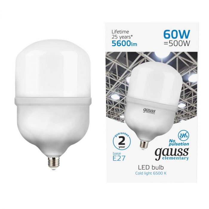 Лампа светодиодная Gauss E27 60W 6500K матовая 63236 — изображение 4