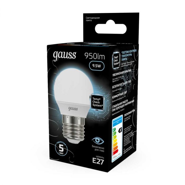 Лампа светодиодная Gauss E27 9.5W 4100K матовая 105102210 — изображение 3