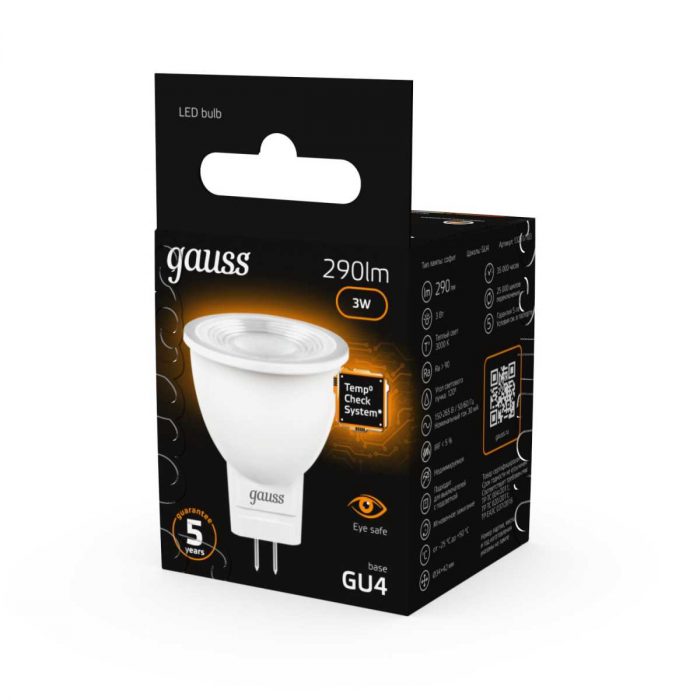 Лампа светодиодная Gauss GU4 3W 3000K матовая 132517103 — изображение 3