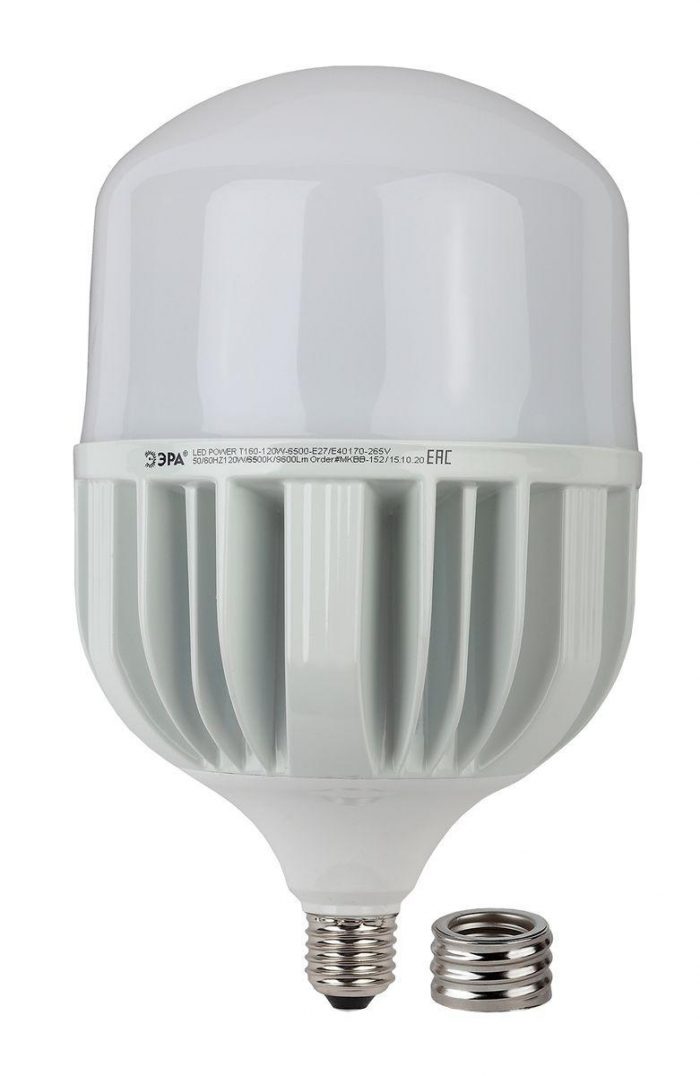Лампа светодиодная сверхмощная ЭРА E27/E40 120W 6500K матовая LED POWER T160-120W-6500-E27/E40 Б0051794 — изображение 7
