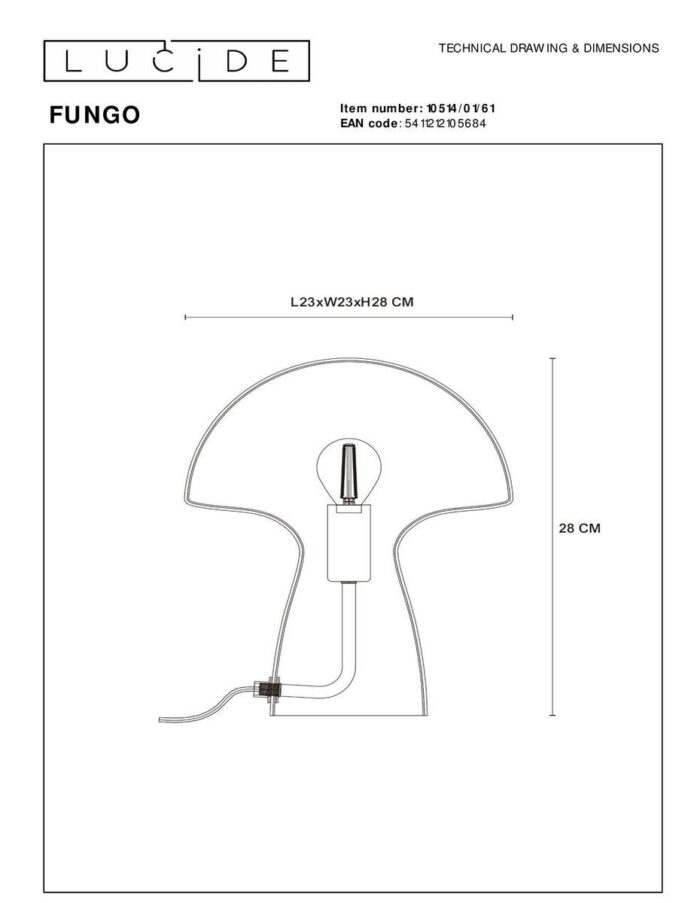Настольная лампа Lucide Fungo 10514/01/61 — изображение 2